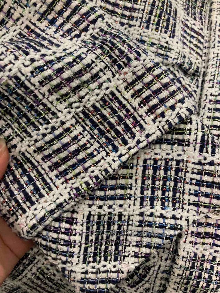 Chanel Chanel Waterfall white checkered lapel hollow buckle glitt Size XS / US 0-2 / IT 36-38 - 6 Thumbnail
