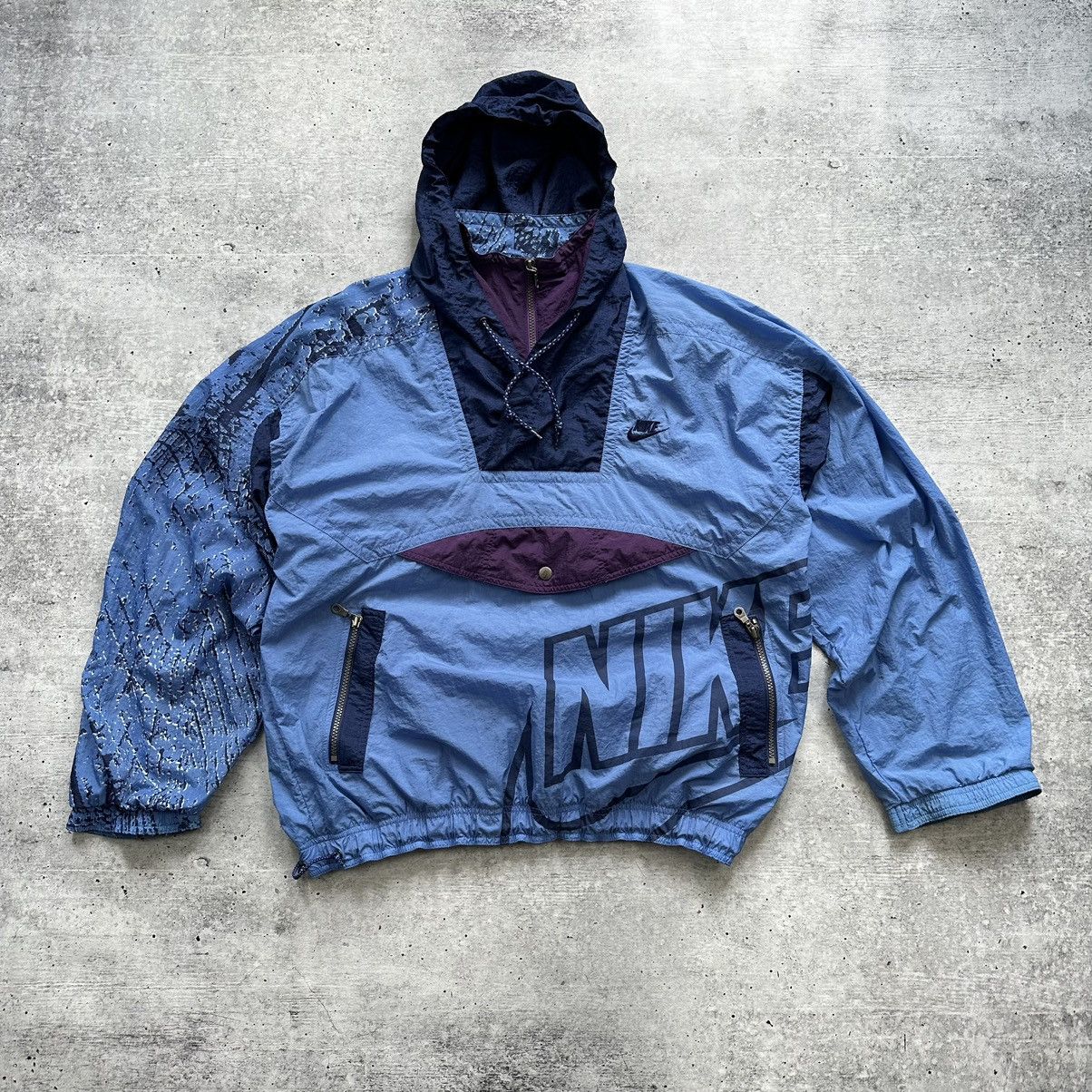 Vintage 90s Nike 1/4 Zip Hooded Windbreaker Jacket Anorak