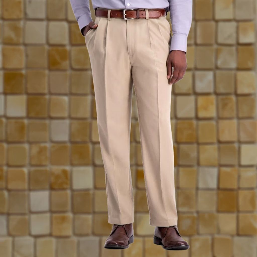 Haggar Haggar COOL 18 PRO Classic Dress Pants Tan Pleated 34/30 Men’s, Belt Loops, Regular, Straight Leg, Polyester, Machine Washable, 34 30, TAN, Mens Size US S / EU 44-46 / 1 - 1 Preview