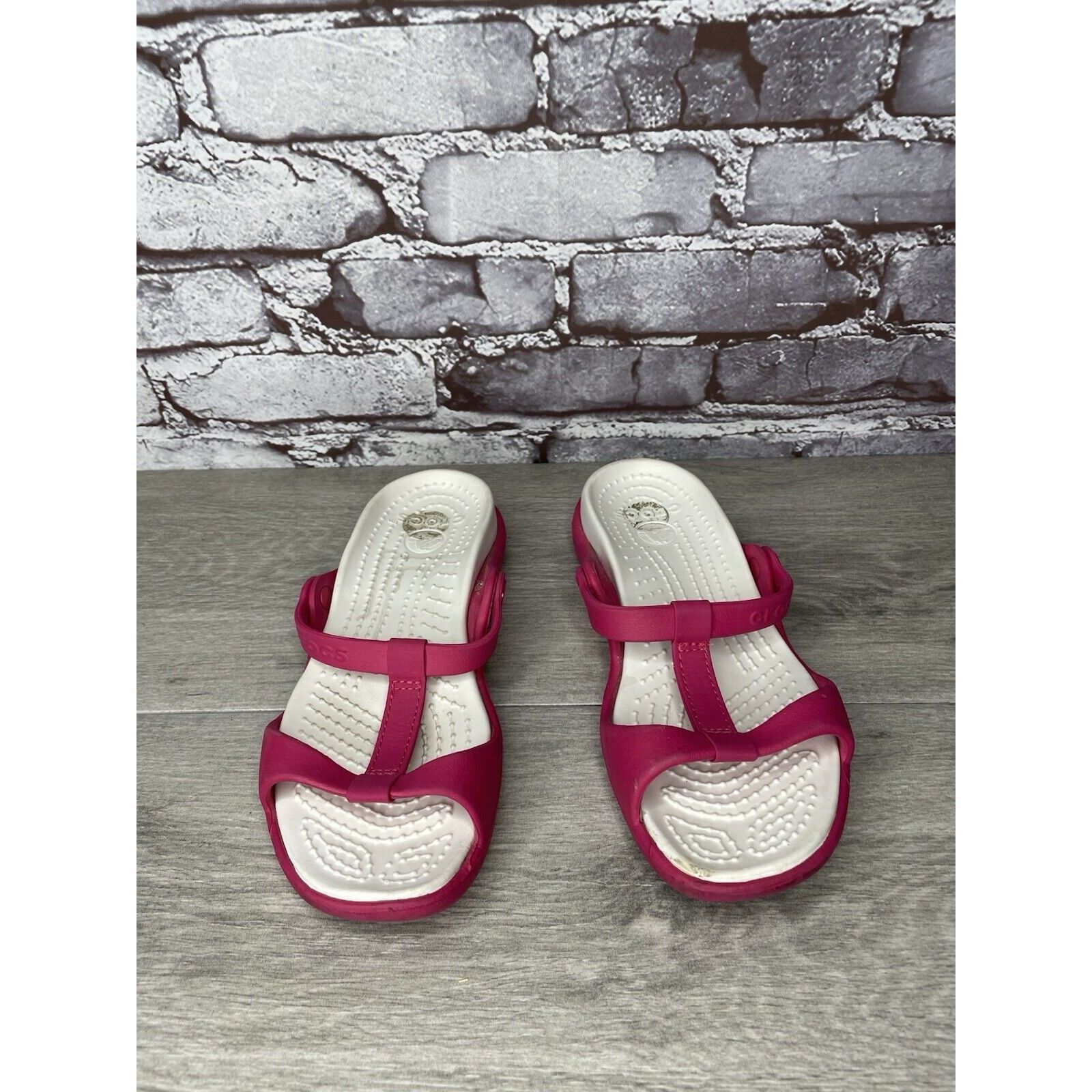 Crocs Crocs Pink Rubber Slides Lightweight Wedge Comfort Sandals W Size US 7 / IT 37 - 2 Thumbnail