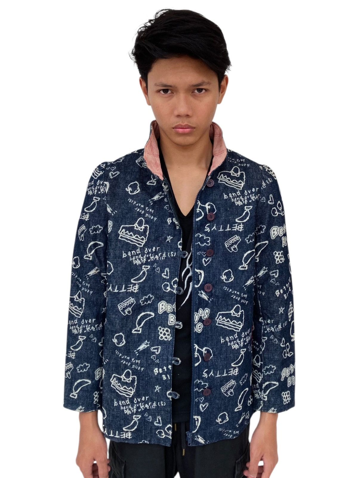 Hysteric Glamour 1990s Bettys Blue - Sketch Graphic Denim Jacket Size US M / EU 48-50 / 2 - 2 Thumbnail
