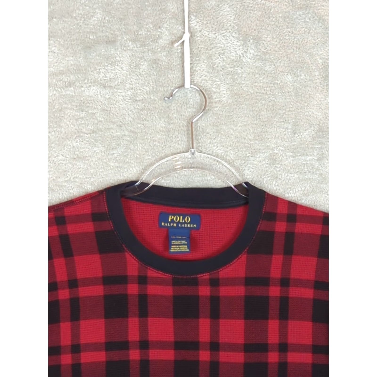 Polo Ralph Lauren Polo Ralph Lauren Shirt Mens 2XL Red Buffalo Check Thermal Waffle Cotton Knit Logo Long Sleeve Crew Neck Casual Outdoor Preppy All Seasons Camping Size US XXL / EU 58 / 5 - 3 Thumbnail