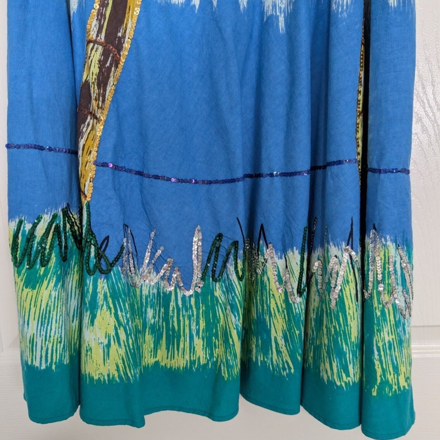 Designer NEW Bernardo Palm Tree Skirt Womens Size XL Blue Sequins 100 Size 38" / US 16 / IT 52 - 5 Thumbnail