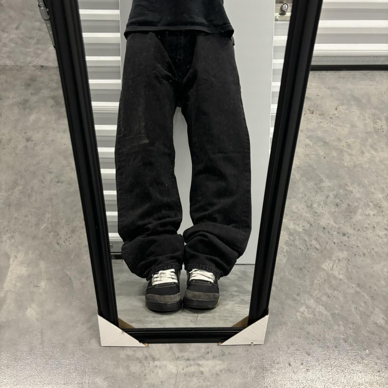 Japanese Brand × Vintage Crazy Vintage Y2K/2000s Grunge Solid Black Skater Denim Jeans! Size US 38 / EU 54 - 1 Thumbnail