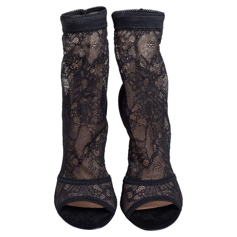 Gianvito Rossi Gianvito Rossi Black Lace and Suede Missy Open Toe Ankle Bo Size US 10.5 / IT 40.5 - 5 Thumbnail