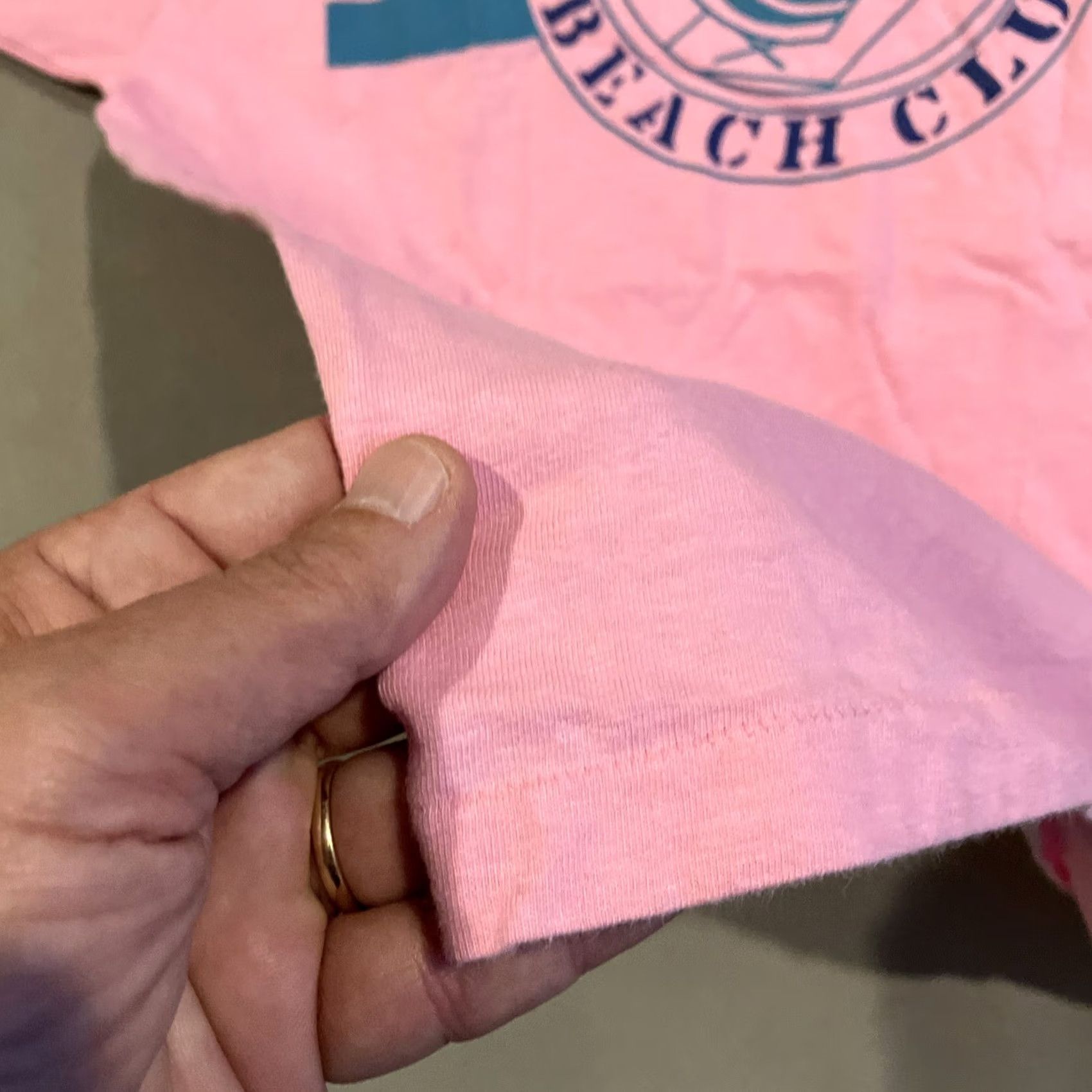 X-LARGE VINTAGE BOSTON BEACH CLUB Shirt Large Pink Royal Tag Single Stitch T Size US L / EU 52-54 / 3 - 5 Thumbnail
