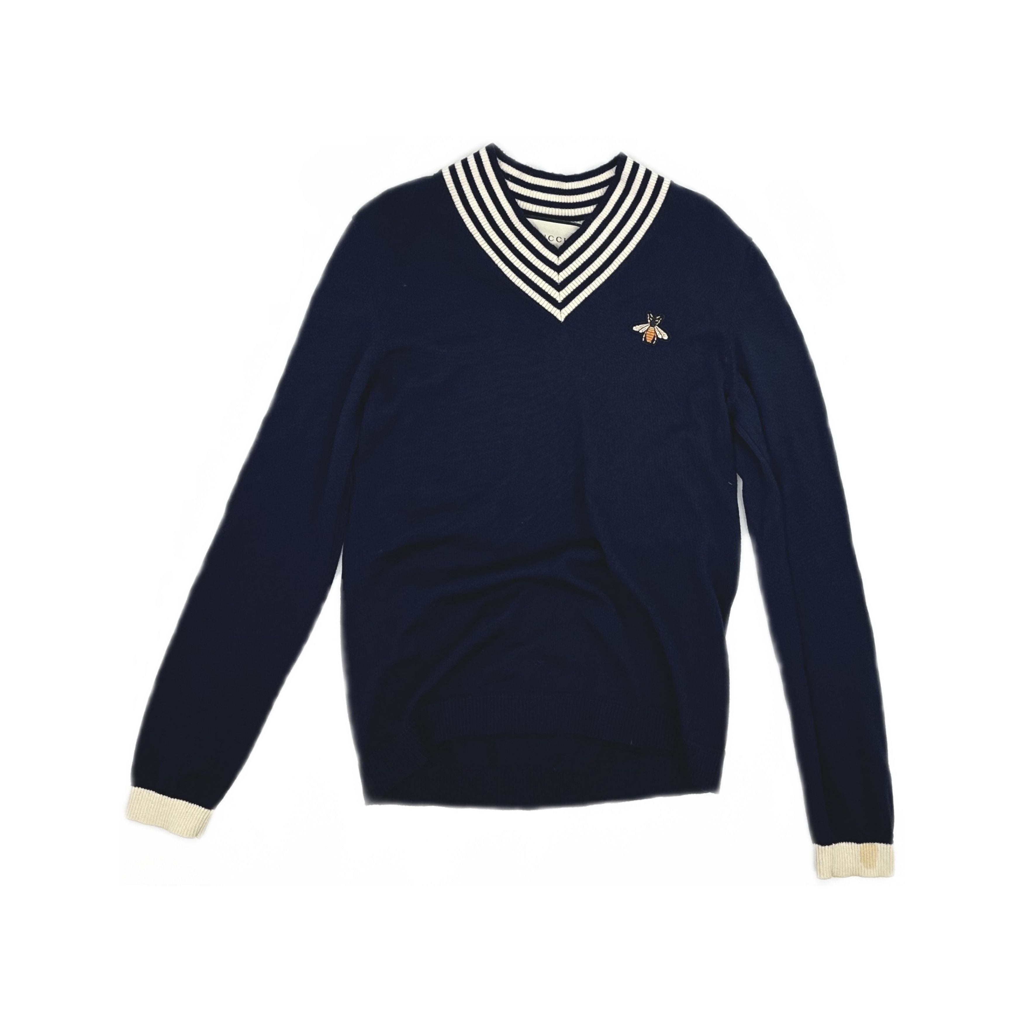 Gucci Gucci Bee Embroidered V-Neck Sweater Size XS Size US XS / EU 42 / 0 - 1 Thumbnail