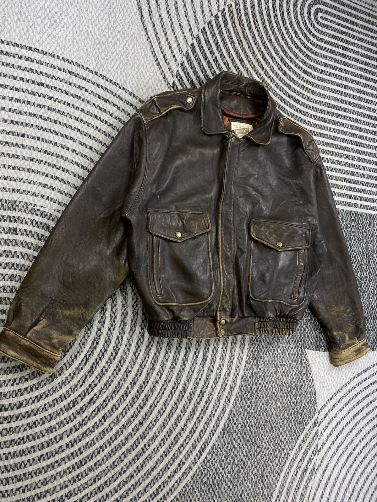 Genuine Leather Vintage 80s Brunati A2 Style Leather Jacket Size US L / EU 52-54 / 3 - 3 Thumbnail