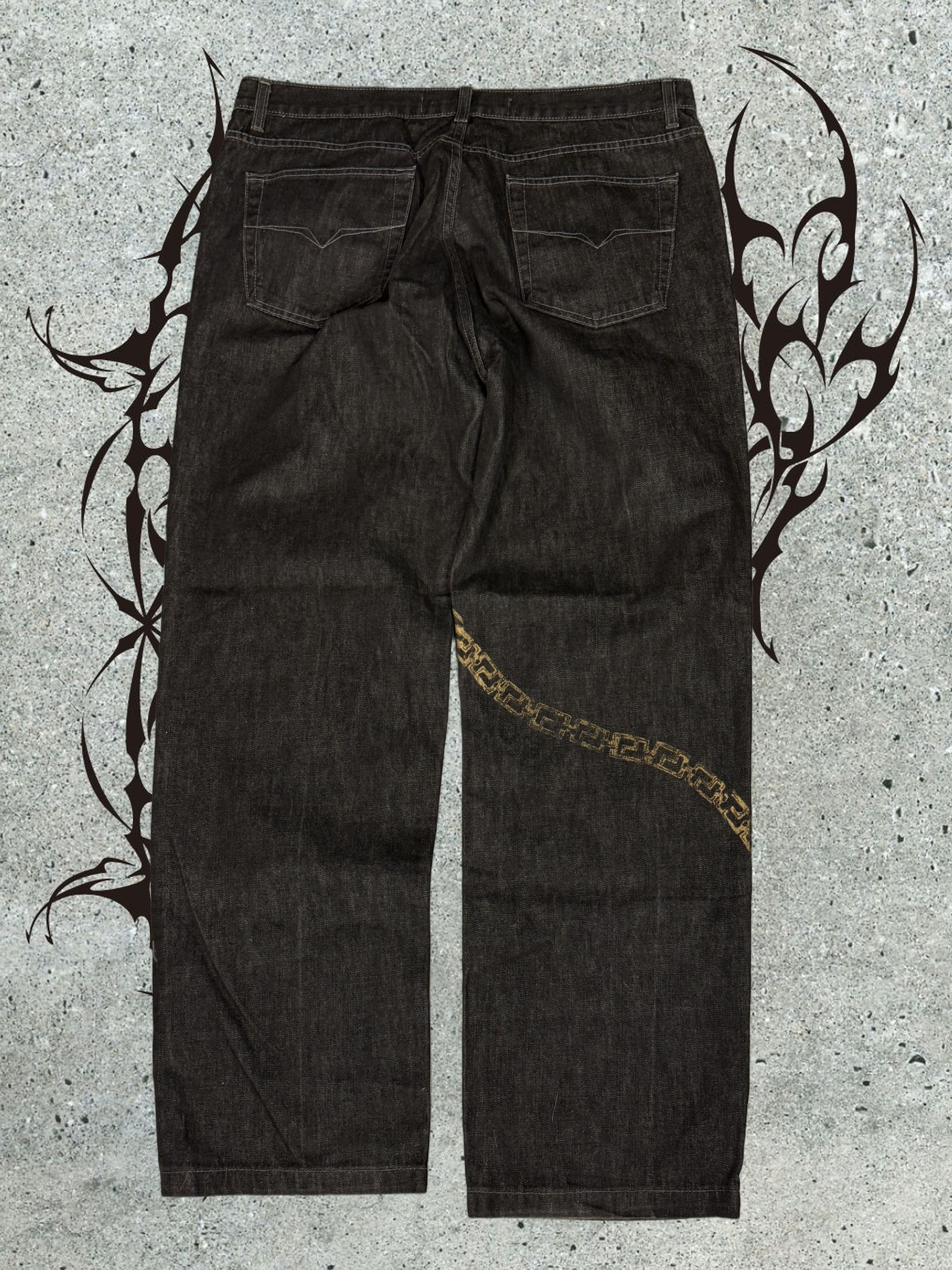 Versace Jeans Couture Very rare Y2K VJC black gold chain wraparound denim Size US 40 / EU 56 - 2 Thumbnail