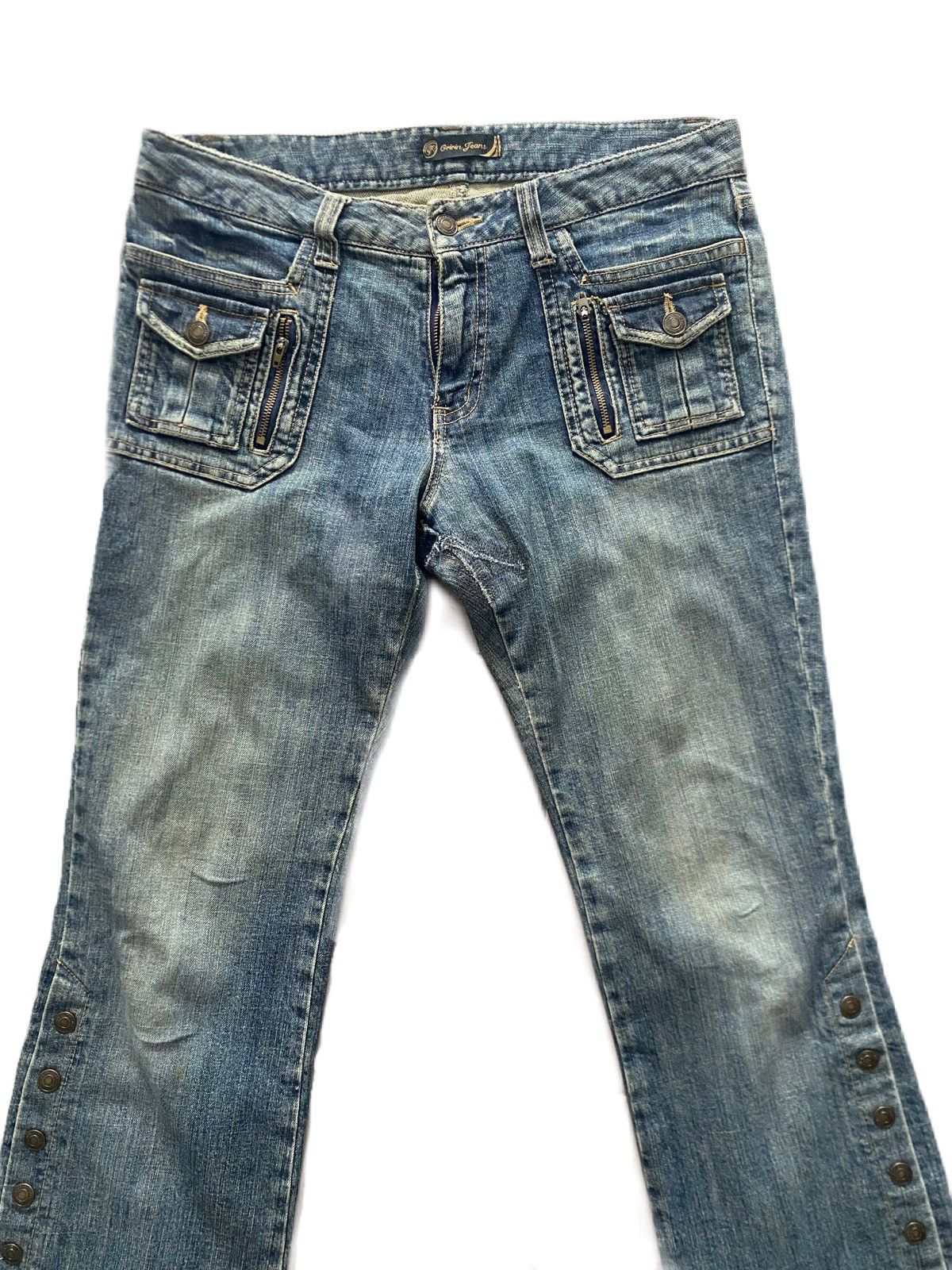 If Six Was Nine × Japanese Brand × Le Grande Bleu (L.G.B.) FLARE BUSH JEANS JAPAN BRAND BUTTON DESIGN BOTTOM RARE STYLE Size US 32 / EU 48 - 2 Thumbnail