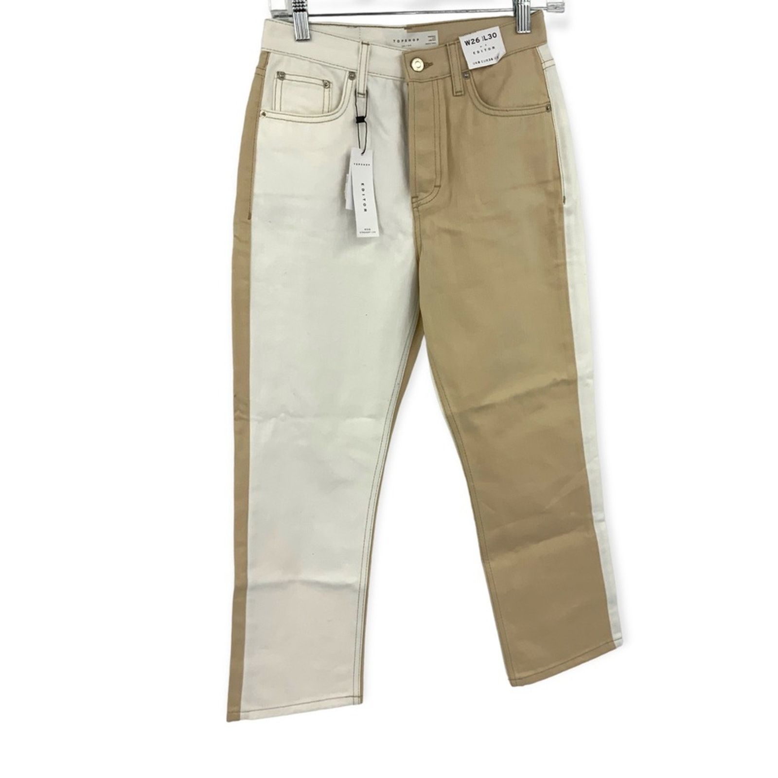 Topshop TopShop Editor Colorblock Jeans in Sand White Size 4 US NWT Size 27" / US 4 / IT 40 - 8 Thumbnail