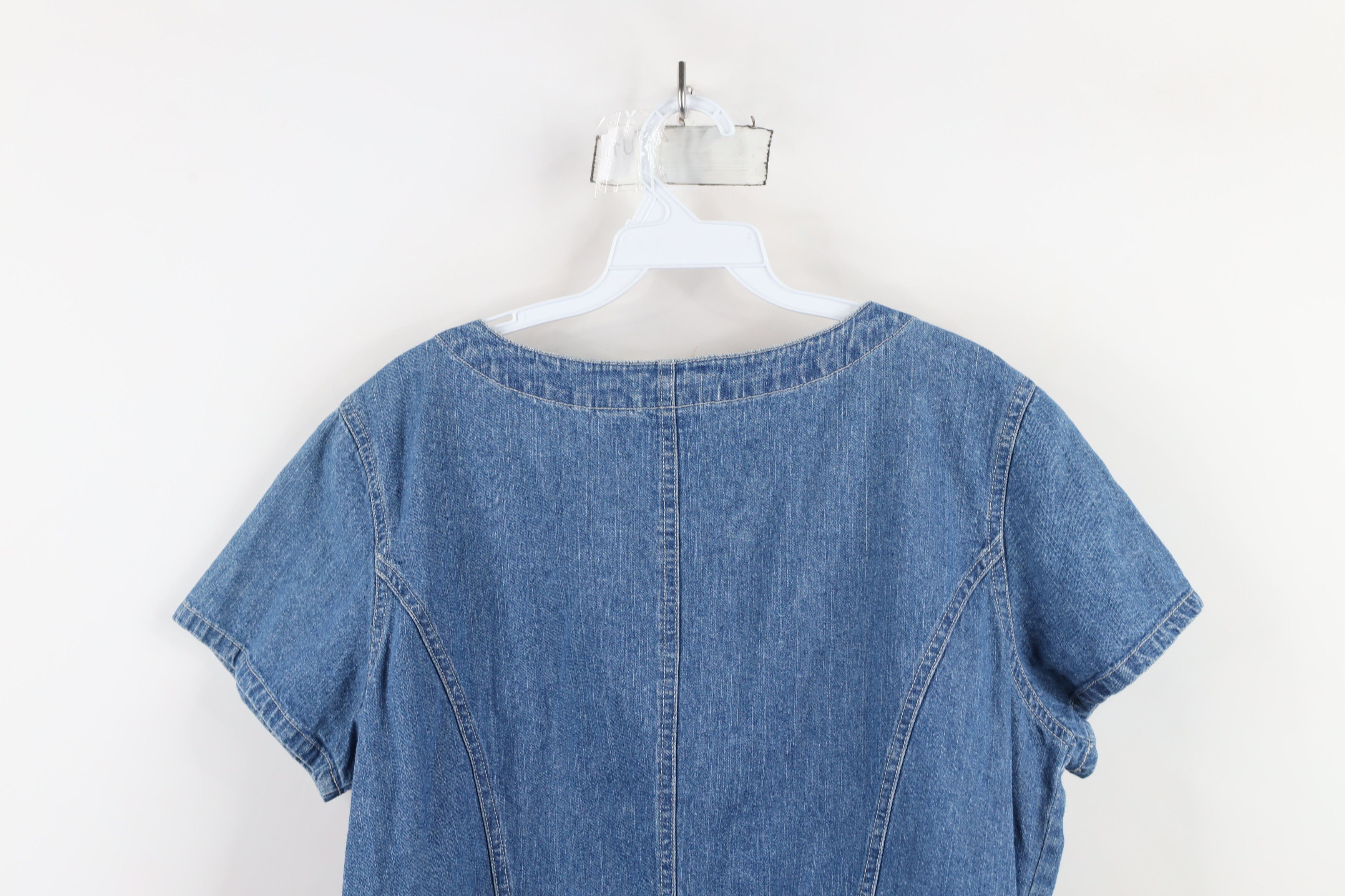 Gap × Vintage Vintage Y2K 90s Gap Cropped Denim Jean Button Shirt Blue Size L / US 10 / IT 46 - 10 Thumbnail