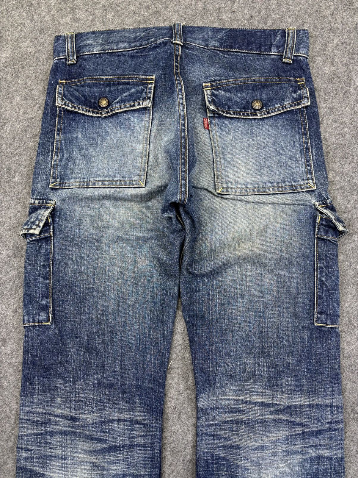 Japanese Brand 💥Thrashed💥Vtg Gowest heavy Distressed Cargo Denim F977 Size US 32 / EU 48 - 9 Thumbnail