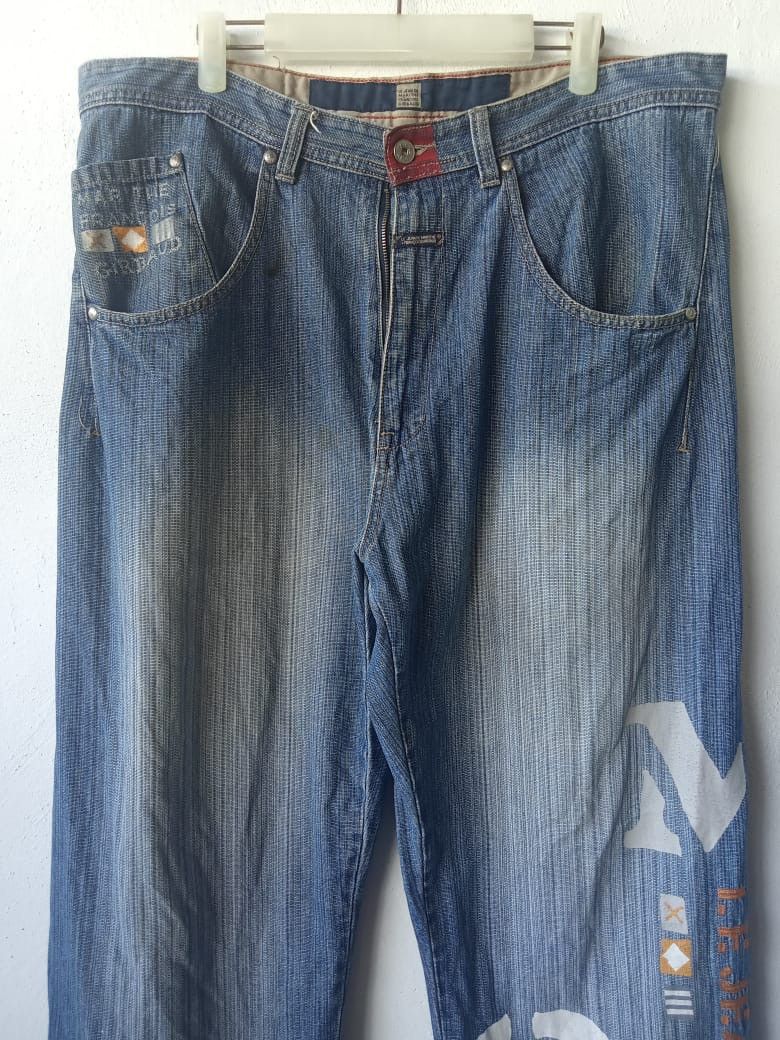 Marithe + Francois Girbaud MFG Distressed Embroidered Spellout Big Logo Baggy Jeans Size US 38 / EU 54 - 2 Thumbnail