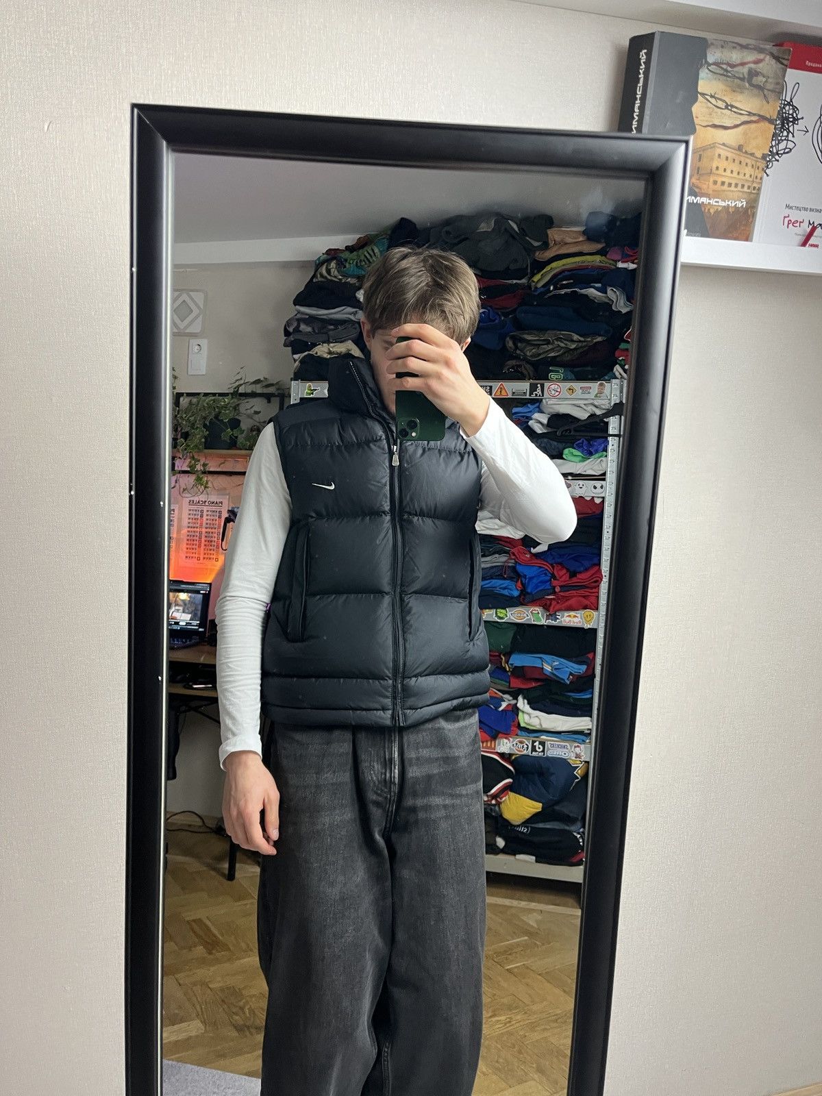 Nike Vintage 00’s Nike Puffer Vest Swoosh Y2K Drill Hype Rare Size US S / EU 44-46 / 1 - 4 Thumbnail