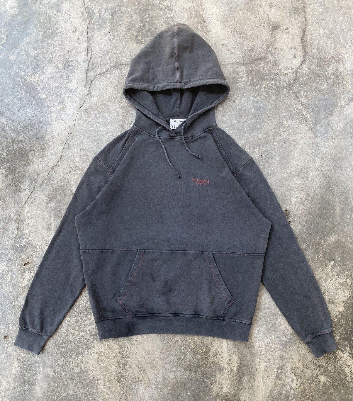 image of Acne Studios Stockholm Sun Faded Hoodie in Faded Black, Men's (Size XS)