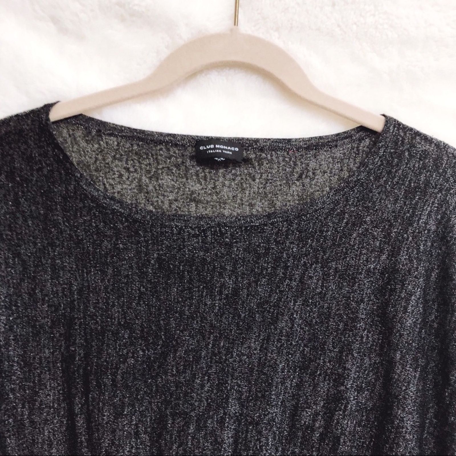 Club Monaco Club Monaco Dark Gray Shimmer Long Sleeve Top Size S / US 4 / IT 40 - 2 Thumbnail