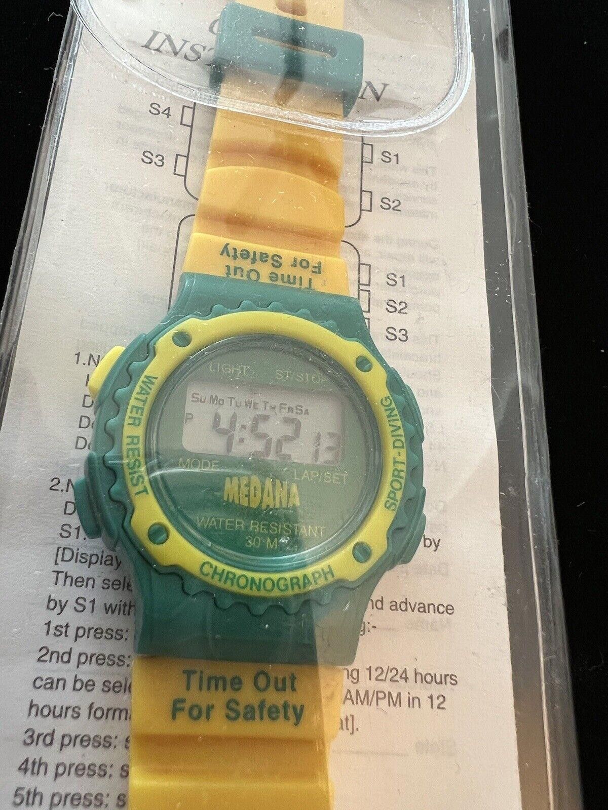 Designer Vintage Medana Sports watch Green & Yellow Size ONE SIZE - 1 Thumbnail