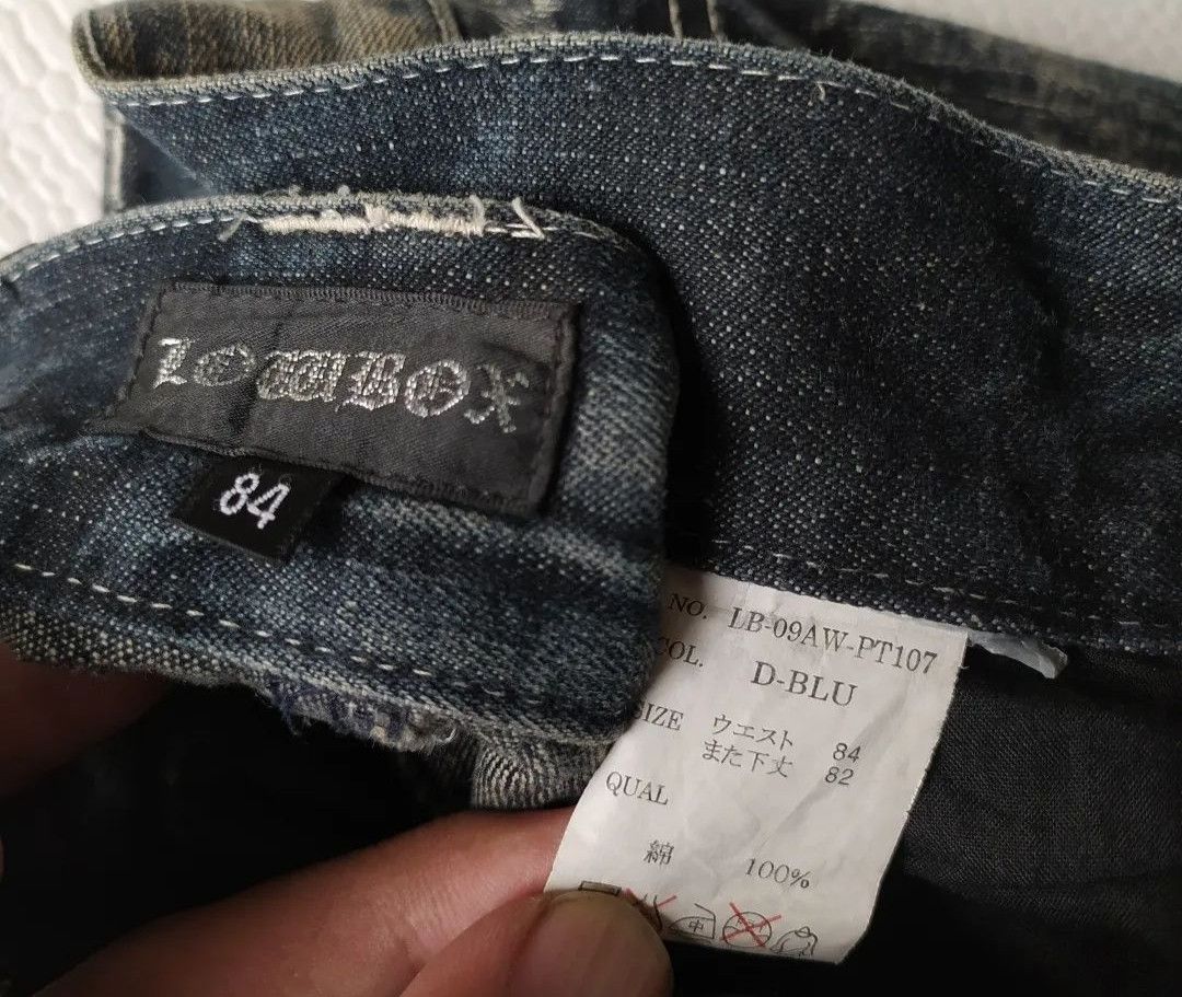 Japanese lowbox distressed denim spider fading