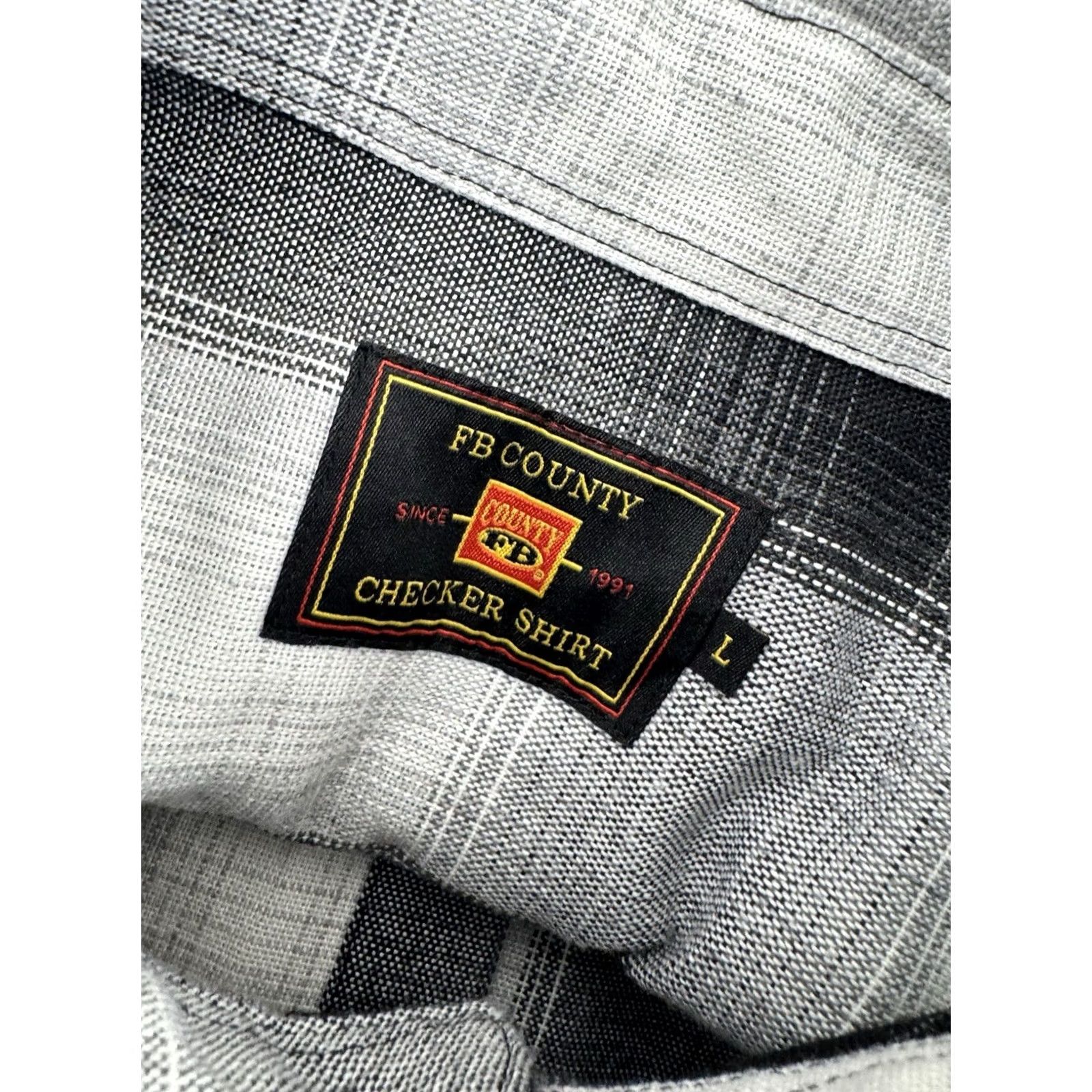 Vintage FB COUNTY Shirt Mens XL Plaid Button-Up Short Sleeve Black / White / Gray Heavy Duty Work Shirt Size US L / EU 52-54 / 3 - 4 Thumbnail