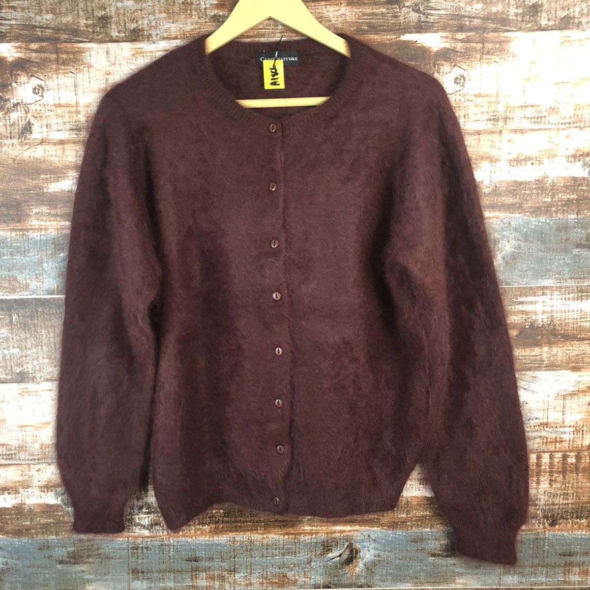 Japanese Brand Candornafi’ore Maroon mohair fur Cardigan Knitwear #A1866 Size M / US 6-8 / IT 42-44 - 3 Thumbnail