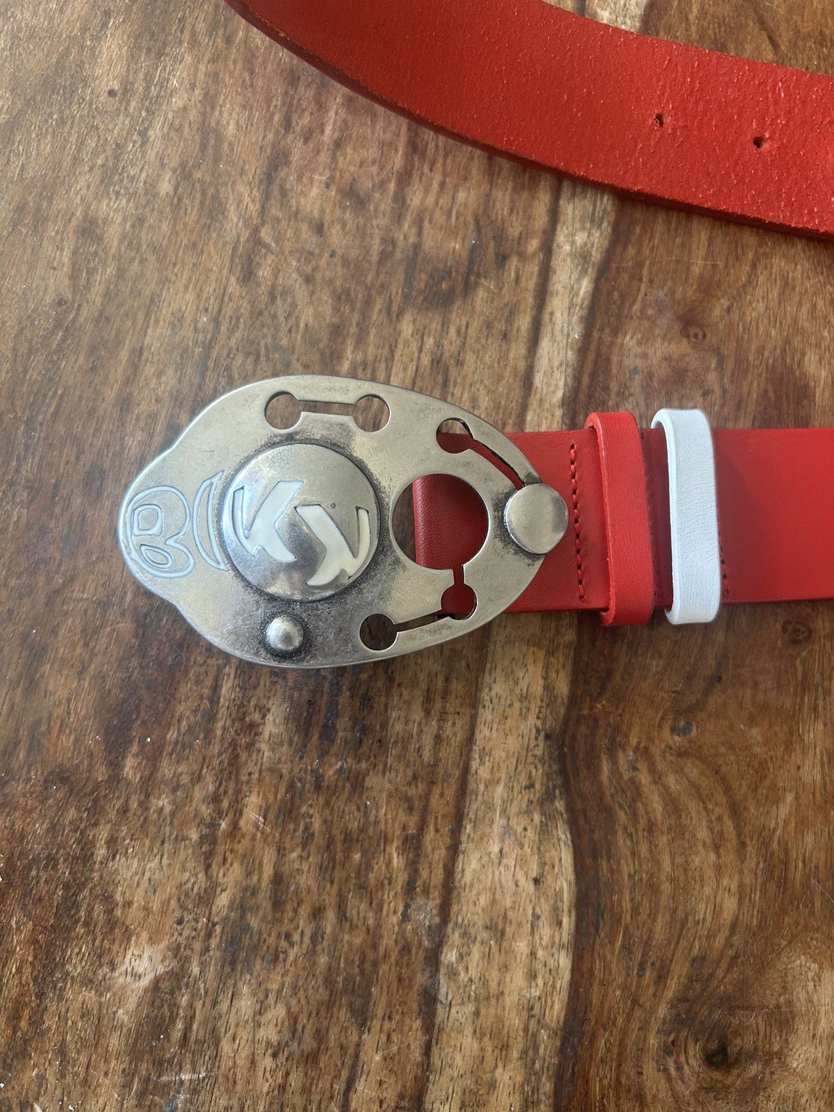Dirk Bikkembergs 2010s Dirk Bikkembergs Abstract Red Leather Belt Size 34 - 3 Thumbnail