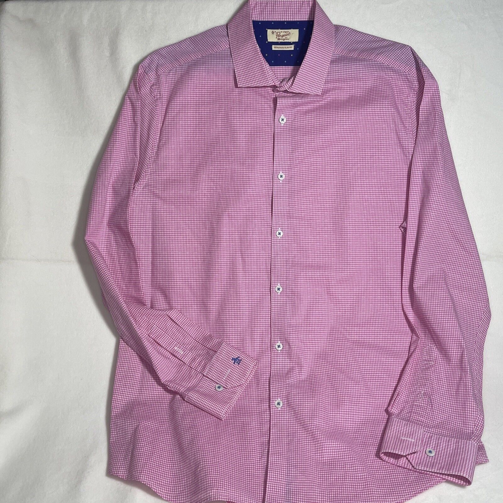 Original Penguin Penguin Slim Fit Men's Blue/Grey Button Down Long Sleeve LG Size US L / EU 52-54 / 3 - 2 Thumbnail