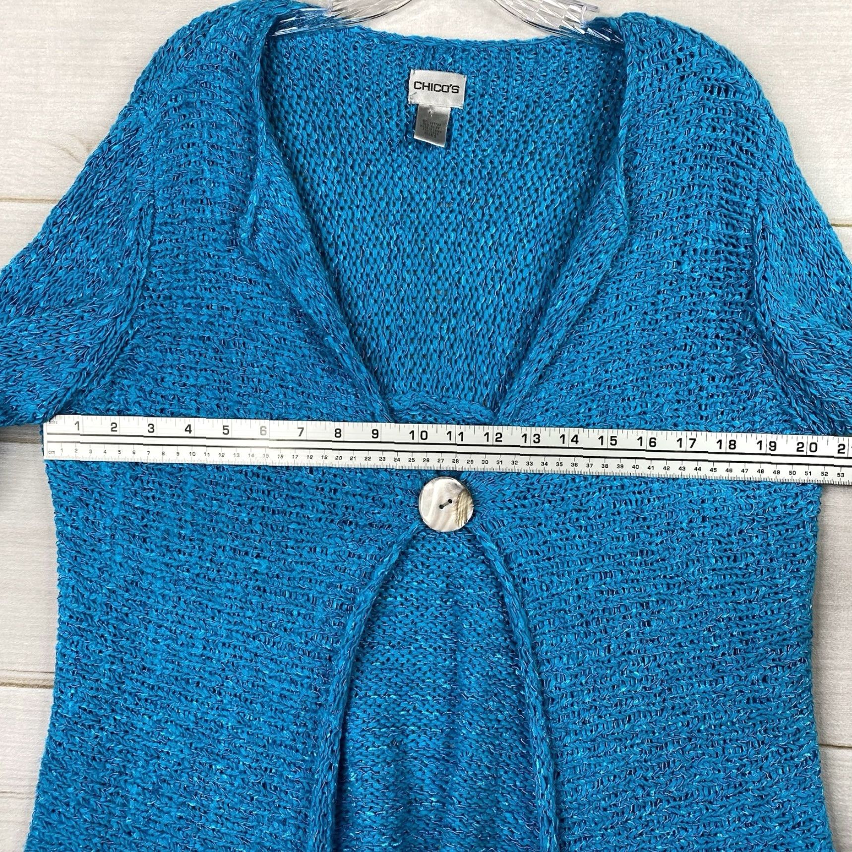 Vintage Chico's Cardigan Sweater XL Blue Open Knit Buttons Raglan Sleeves Women's Casual 80s Bohemian 90s Classic Size XL / US 12-14 / IT 48-50 - 7 Thumbnail