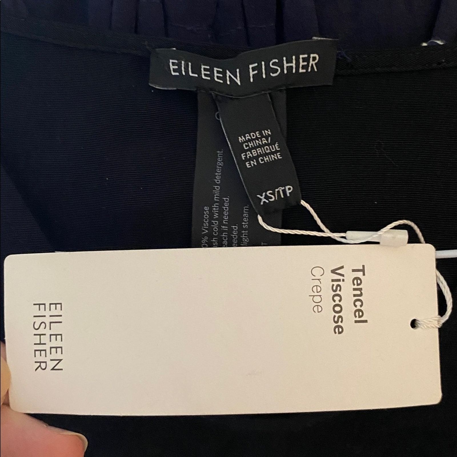 Eileen Fisher New $278 Eileen Fisher Tencel Black V Neck Caftan Dress XS Size XS / US 0-2 / IT 36-38 - 6 Thumbnail