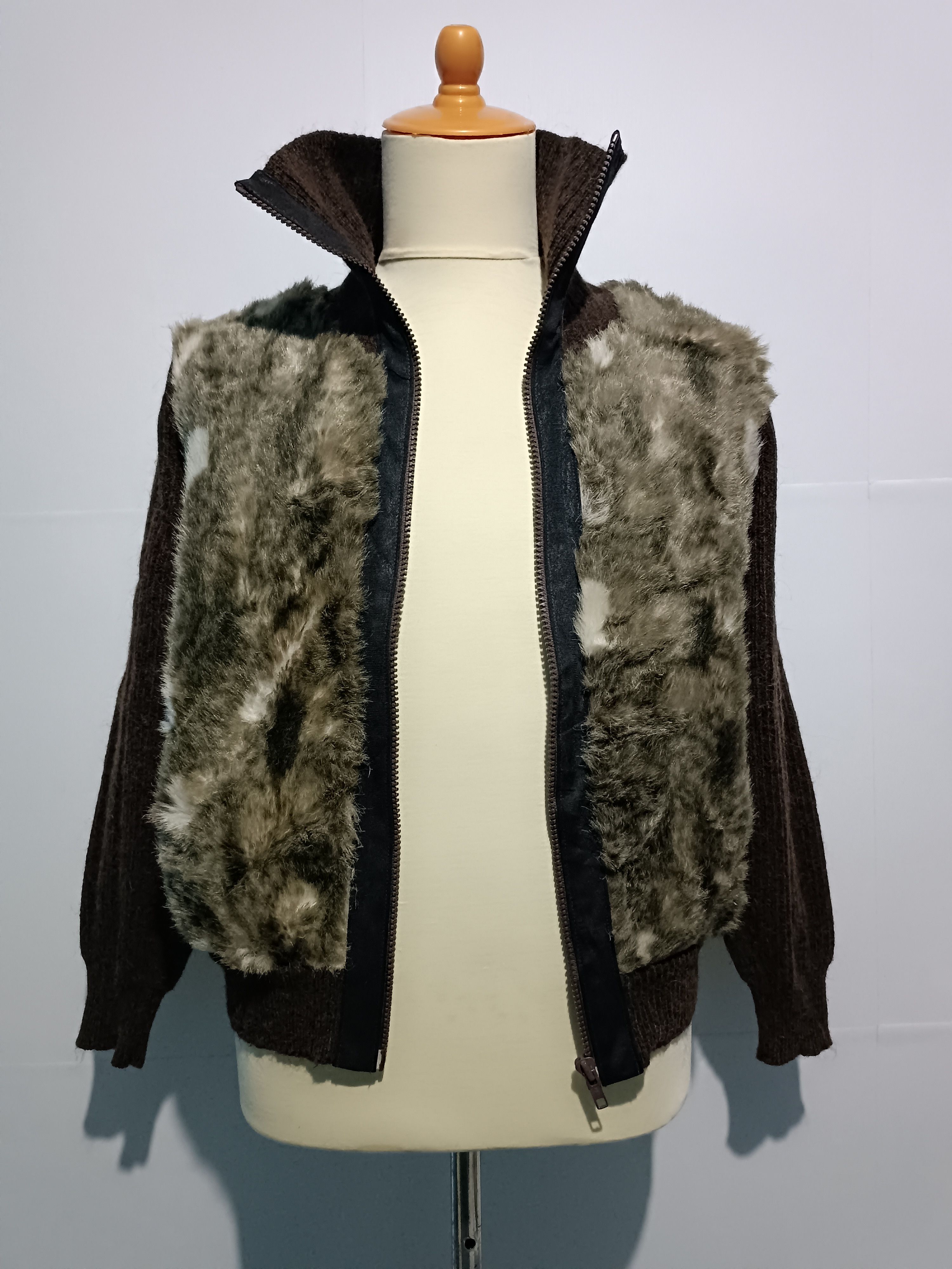Japanese Brand Unreal Faux Fur Warmer Wool Jacket Brown Size US M / EU 48-50 / 2 - 3 Thumbnail