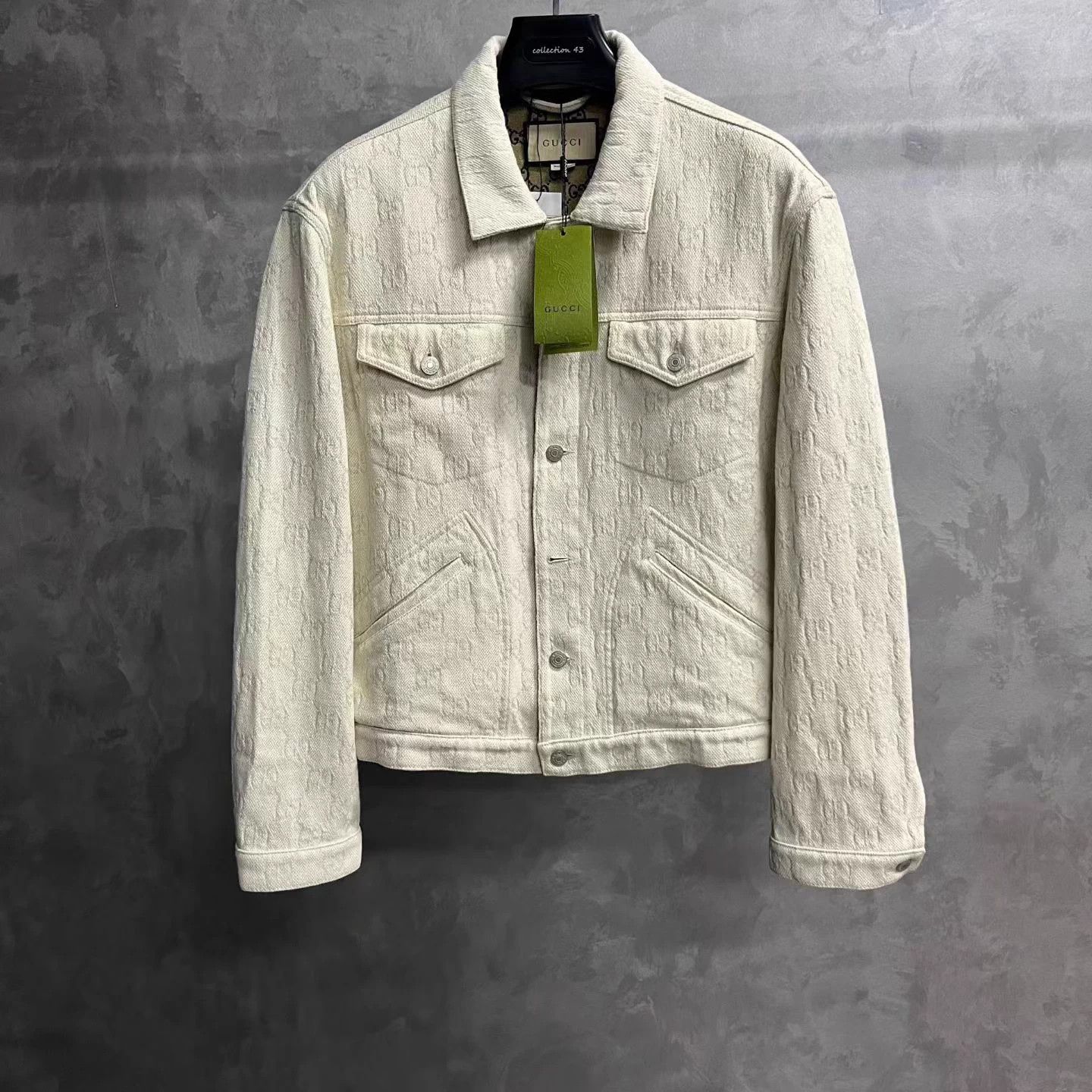 Gucci Gucci Ivory Pointed Collar Longsleeve Cotton Jacquard 54 Size US L / EU 52-54 / 3 - 1 Thumbnail
