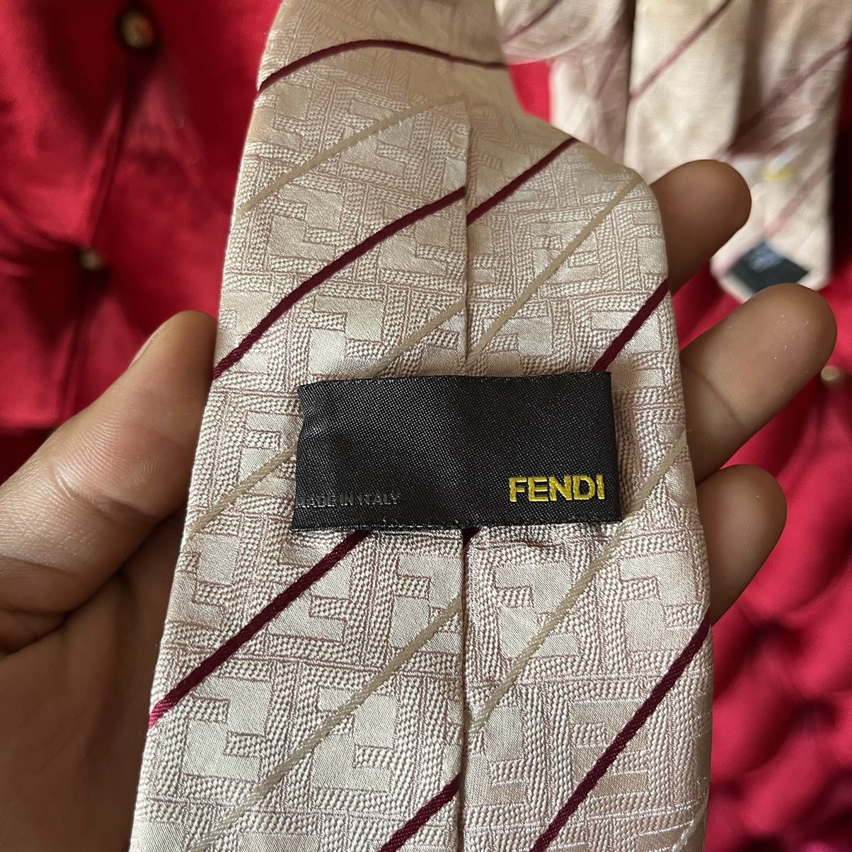 Fendi Fendi Double F Diagonal Stripe Seta Soie Silk Siede Tie Size ONE SIZE - 4 Thumbnail