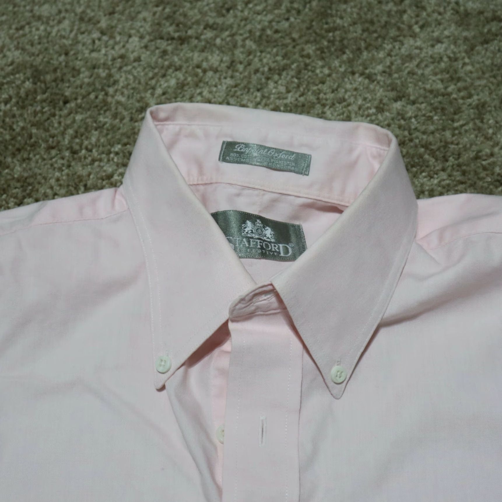 Stafford Stafford Shirt Button-Up Long Sleeve Adult Men's Size 16 Pink 16-32 Button-down Cotton Polyester Vintage No Size US L / EU 52-54 / 3 - 3 Thumbnail