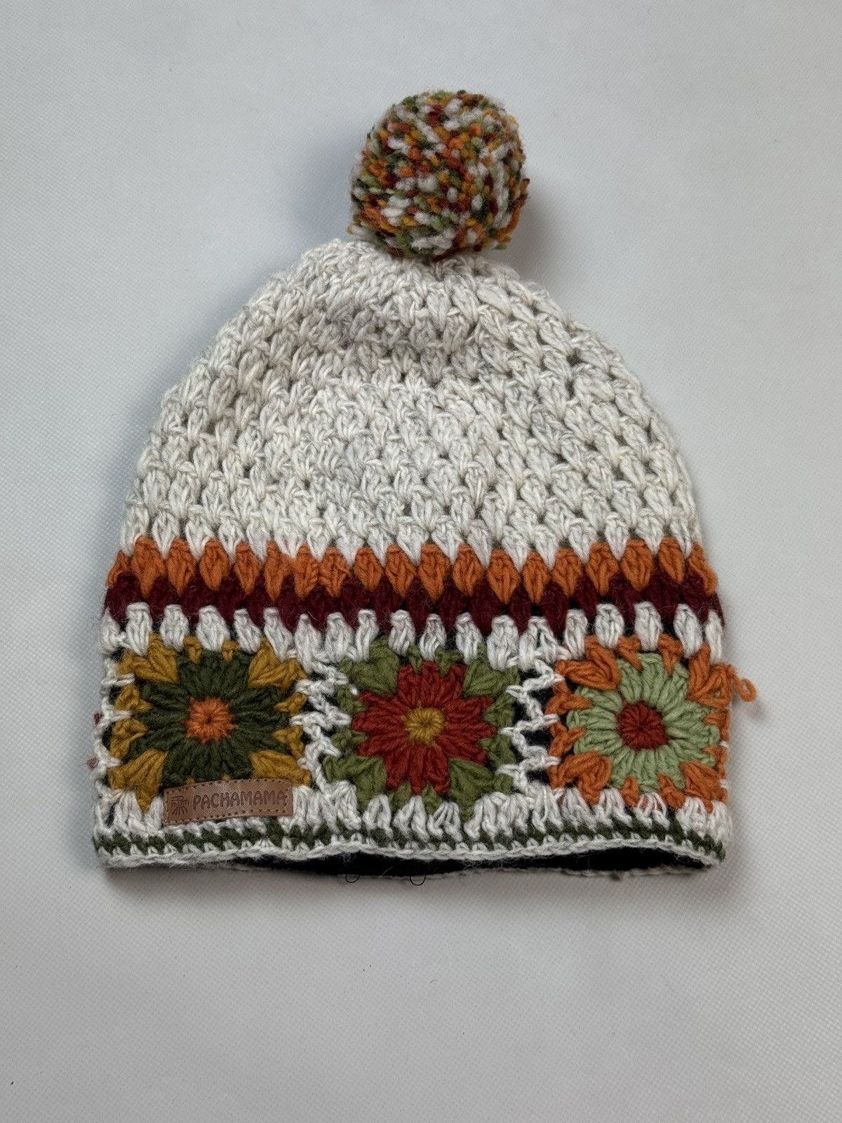 Other Pachamama Floral Pattern Hand Knitted Bobble Beanie Hat Size ONE SIZE - 1 Thumbnail