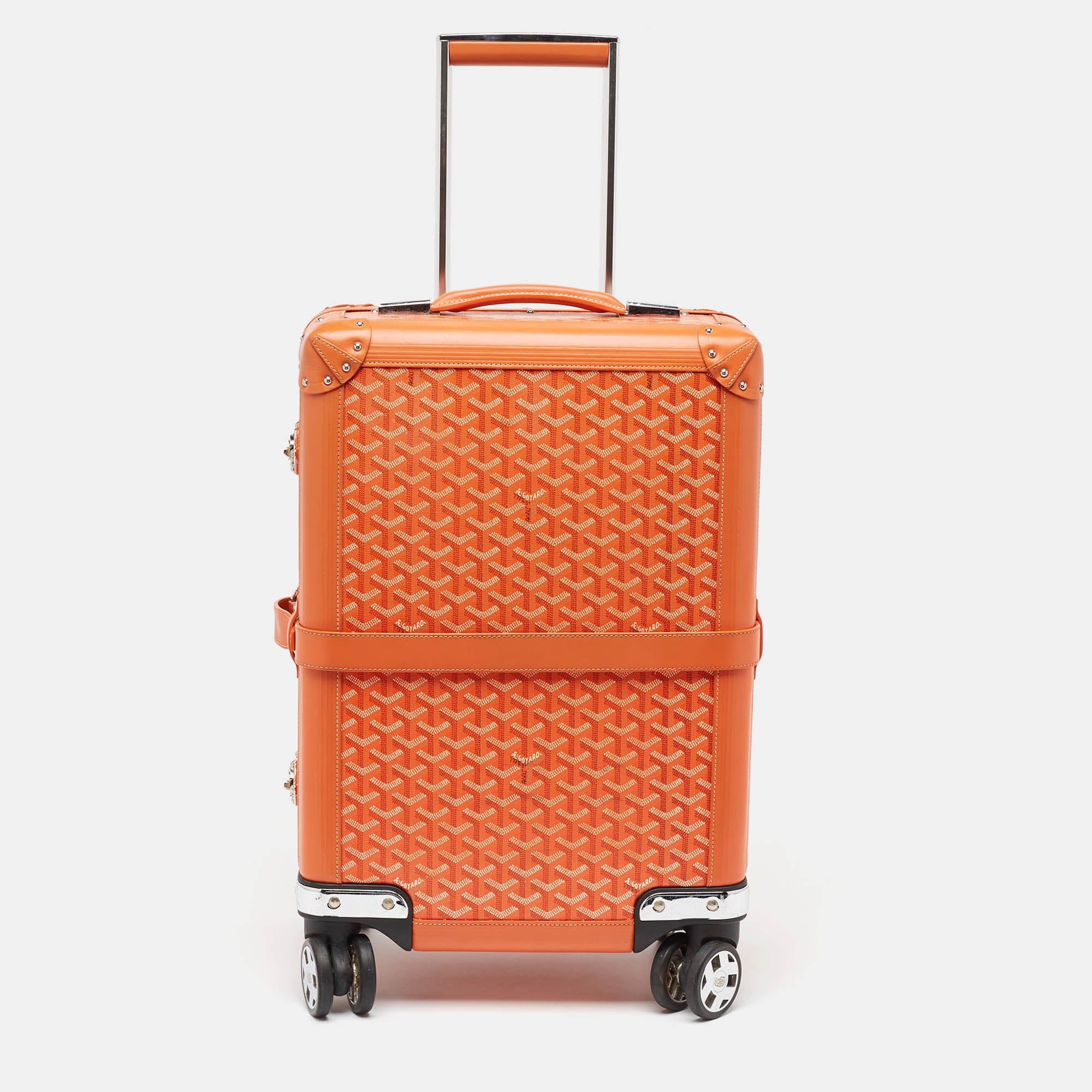 image of Goyard Orange Ine Coated Canvas Bourget Pm Trolley Case, Women's