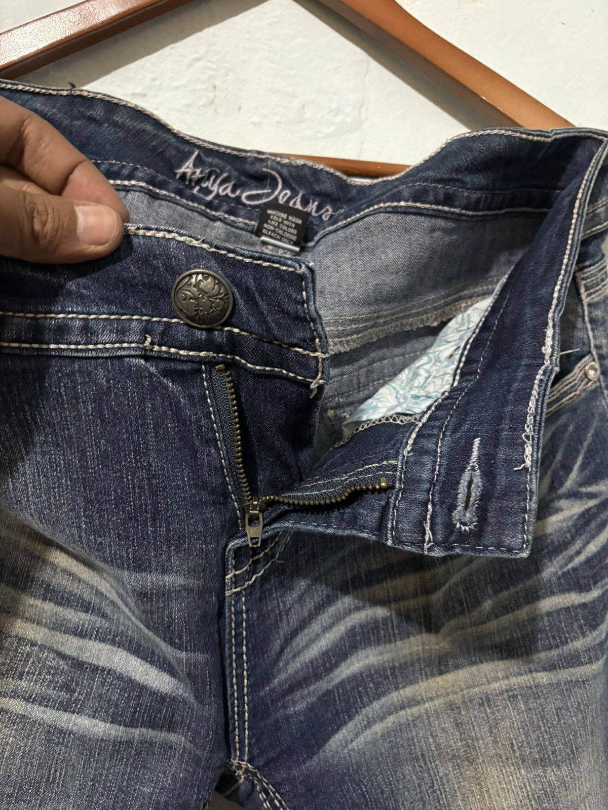 Japanese Brand Atiya Jeans Streetwear Low Flared Denim Jeans Size US 37 - 7 Thumbnail