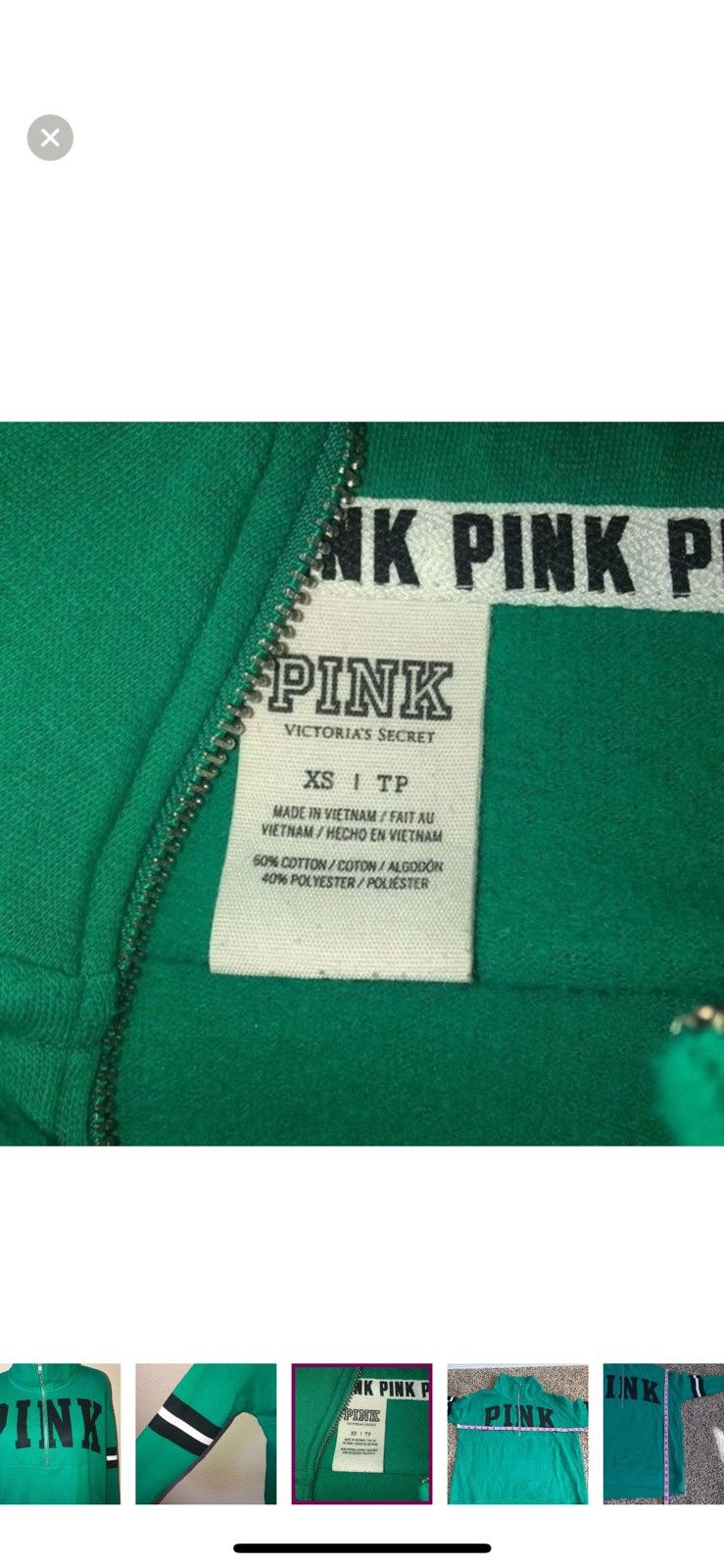 Victoria's Secret Pink Victoria’s Secret XS green quarter zip sweatshirt Size XS / US 0-2 / IT 36-38 - 2 Thumbnail