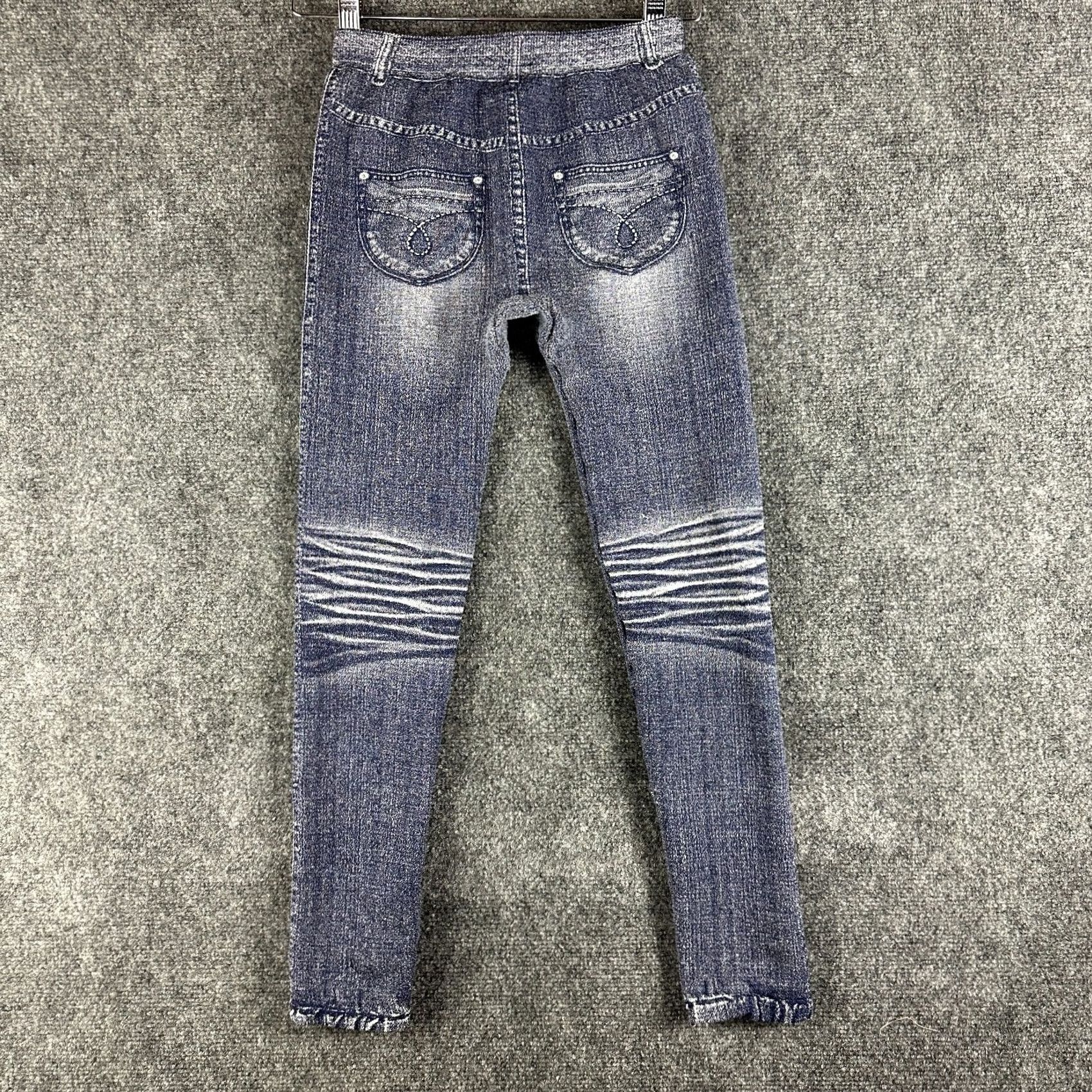 Vintage P2 Pink Pump Leggings Womens Small Pullon Pant Blue Faux Jean Look Knit Ankle Inseam 24.5 in 25 in Casual Size 27" / US 4 / IT 40 - 5 Thumbnail