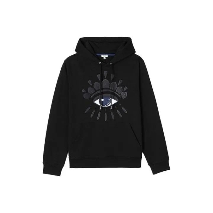 Kenzo KENZO Black Embroidered Eye Hoodie for Men 0079 Size US L / EU 52-54 / 3 - 1 Thumbnail