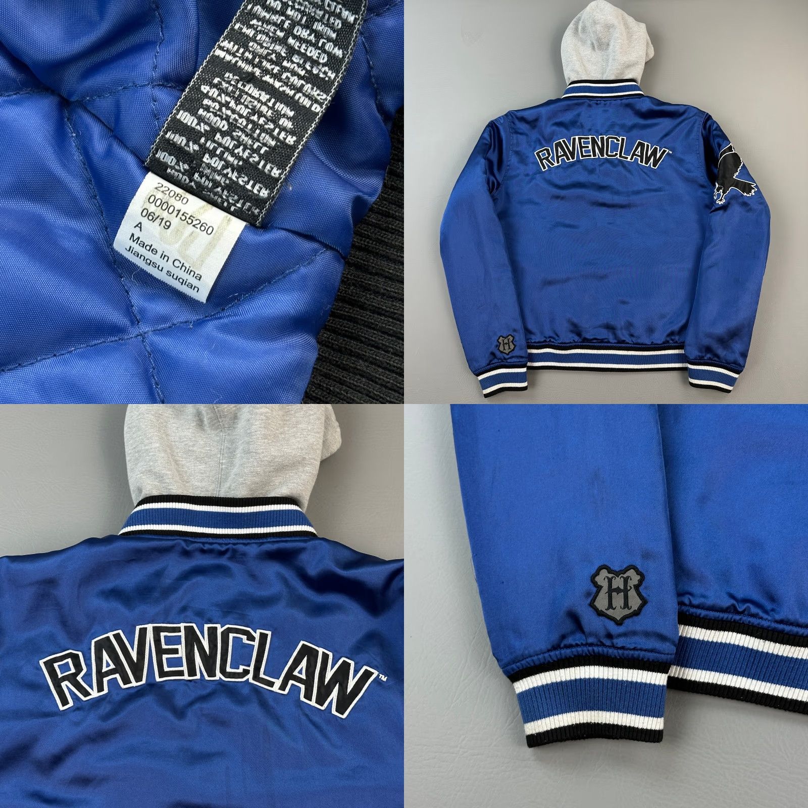 Vintage Harry Potter Ravenclaw Varsity Jacket Mens Small Blue Satin Hooded Snap Front Size US S / EU 44-46 / 1 - 8 Thumbnail