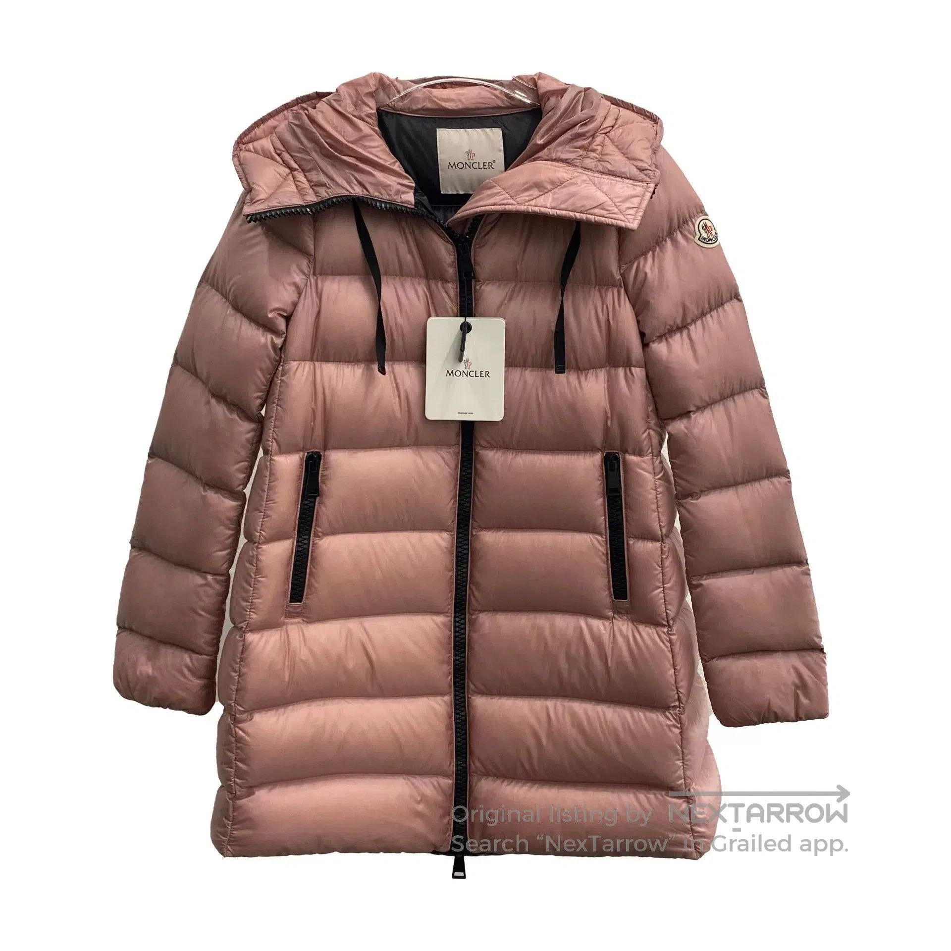 Moncler Moncler Pink Long Hooded Down Jacket. Size M / US 6-8 / IT 42-44 - 1 Thumbnail