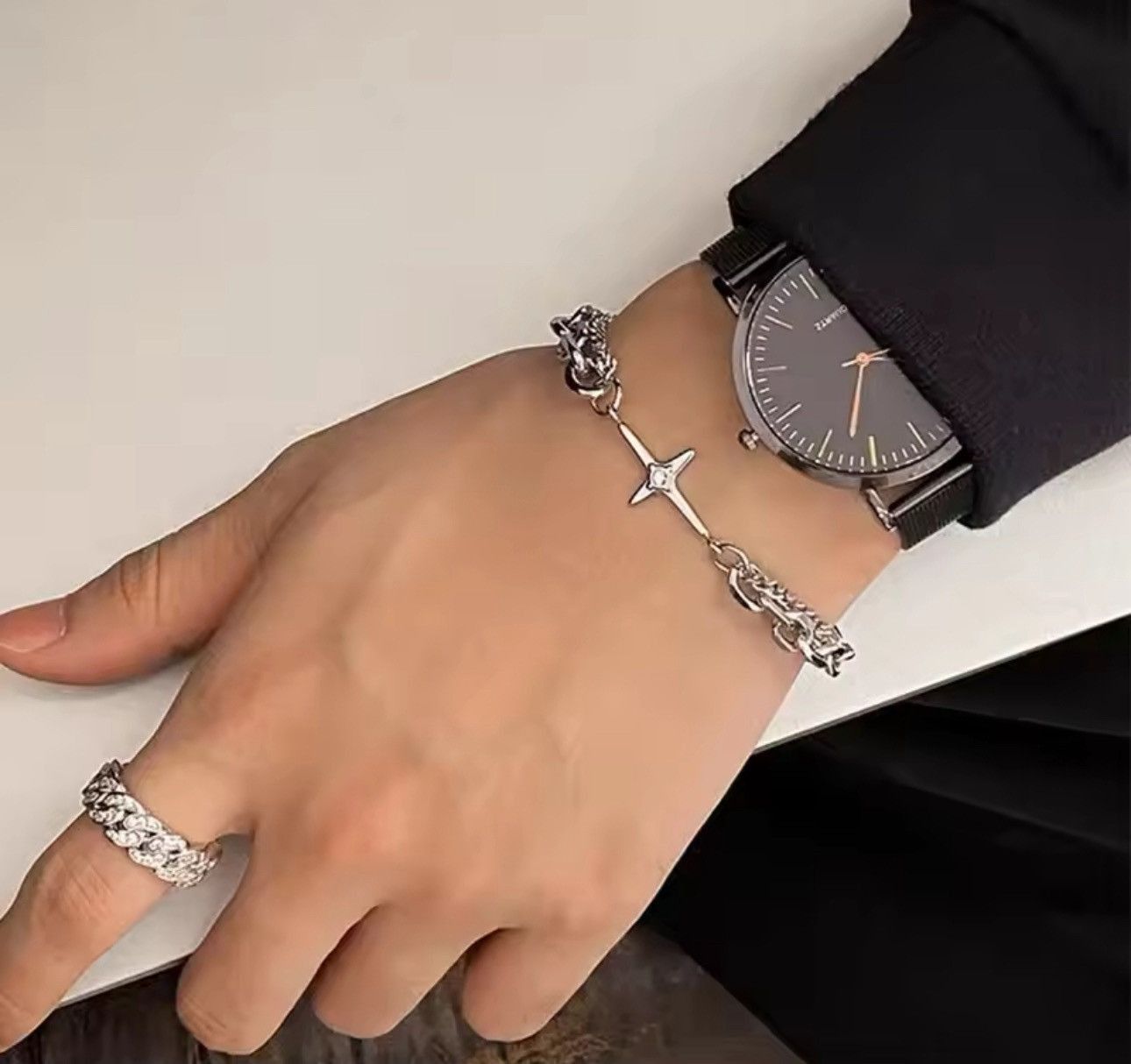 Jewelry Gothic Star Bracelet Silver Vintage Bracelet Y2K Size ONE SIZE - 3 Thumbnail