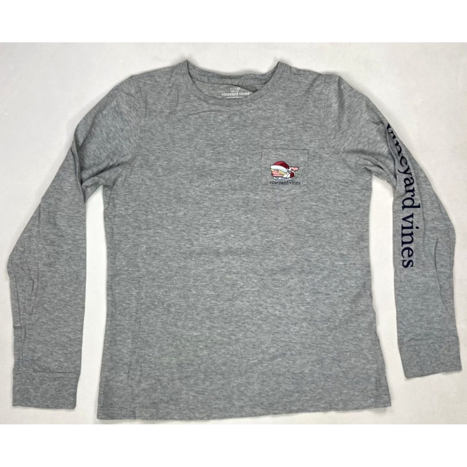 Vineyard Vines Vineyard Vines Christmas Pocket Graphic T-shirt Women Small Long Sleeve Crew Neck Pullover Gray Santa Claus Size S / US 4 / IT 40 - 3 Thumbnail