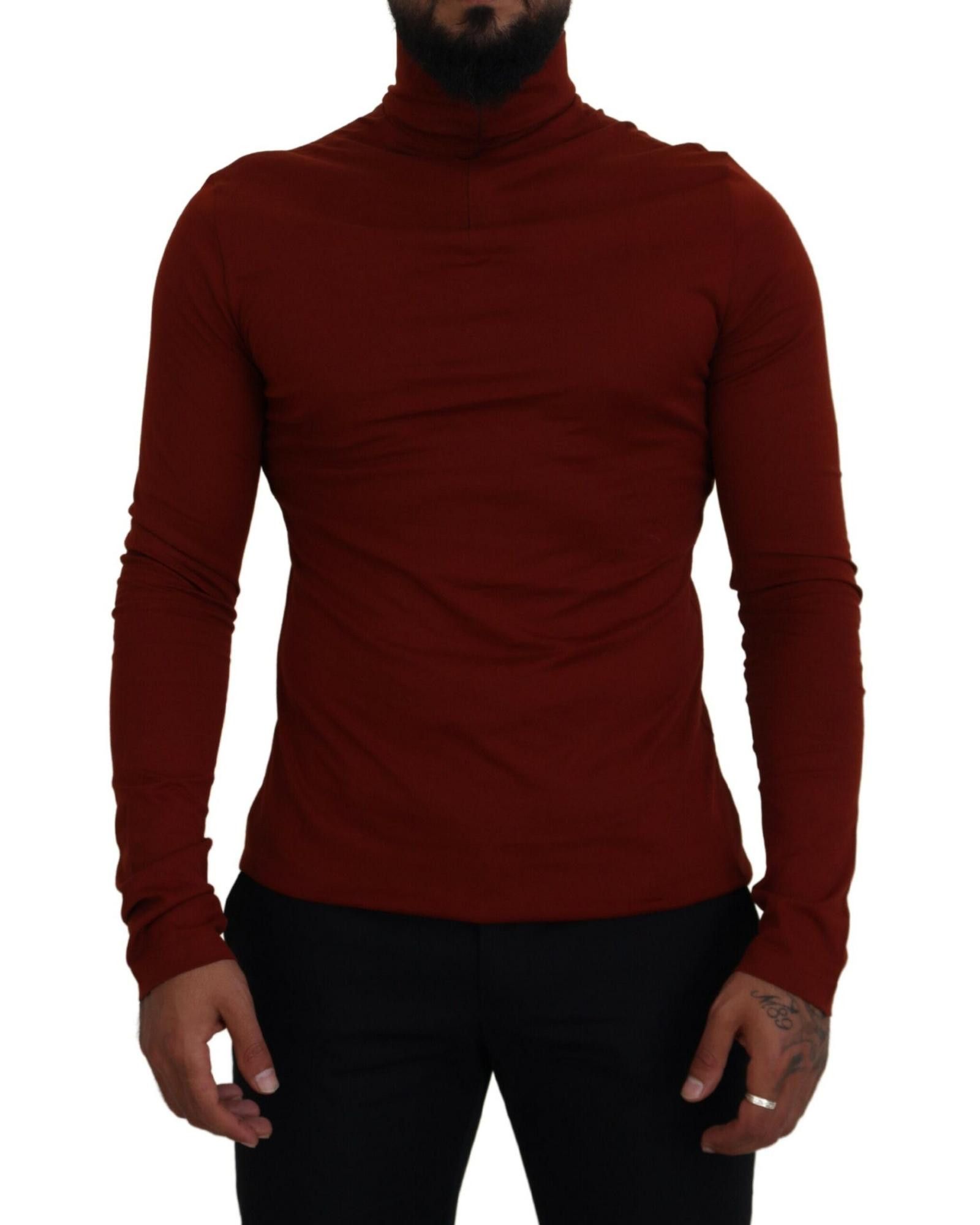 image of Dolce Gabbana Collar Zip Sweater in Maroon, Men's (Size Medium)