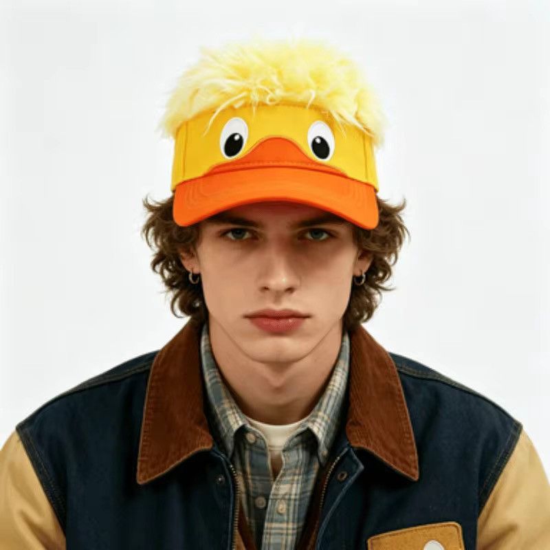 Japanese Brand Funny Duck Visor Hat with Fake Hair Size ONE SIZE - 2 Thumbnail