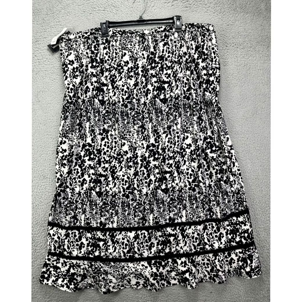 Vintage Maggie Barnes Skirt Maxi Pencil Womens 3X Plus Black White Leopard Pleated NEW Size 40" / US 18 - 2 Thumbnail