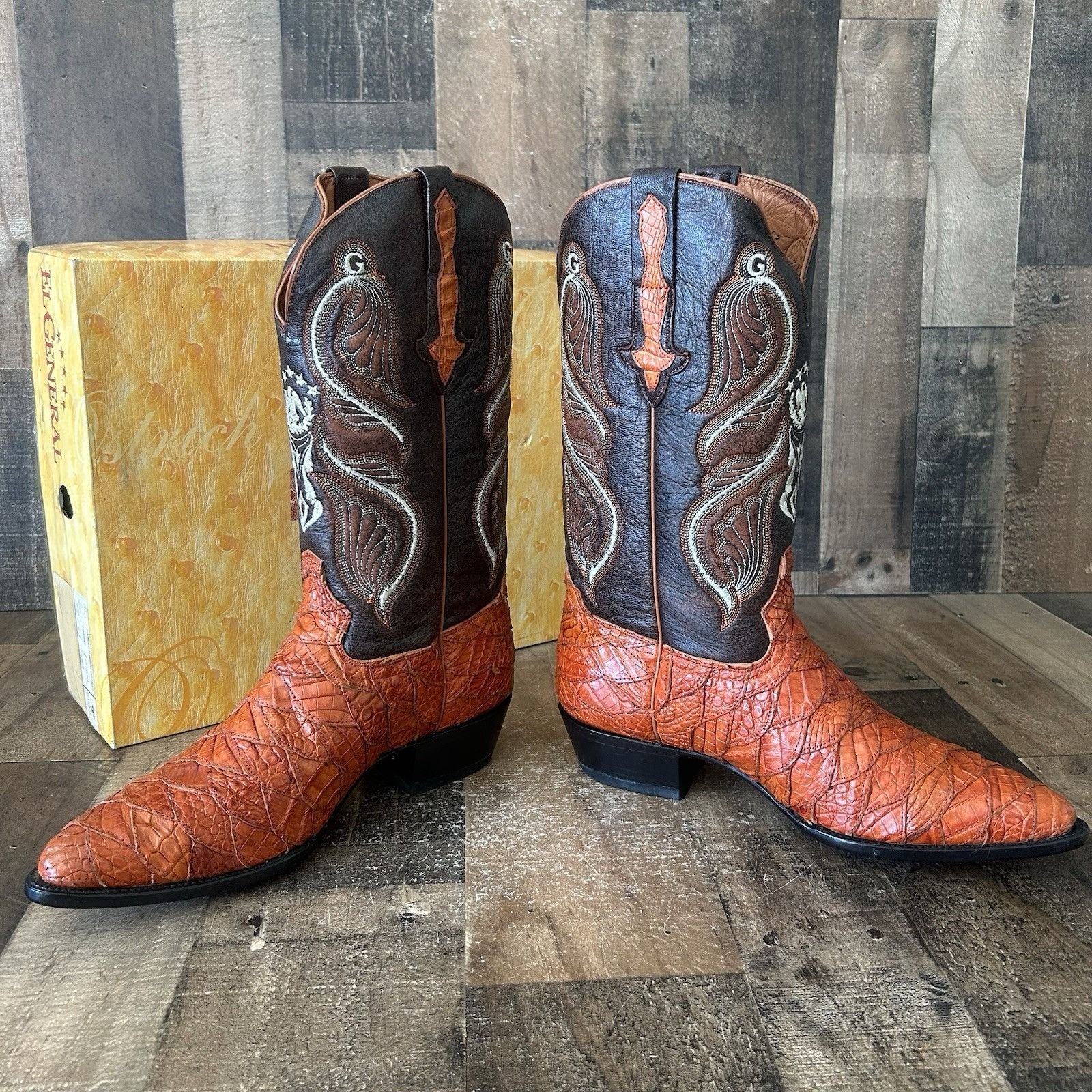 Vintage El General Caiman Western Cowboy Boots Mens 11 Size US 11 / EU 44 - 12 Thumbnail