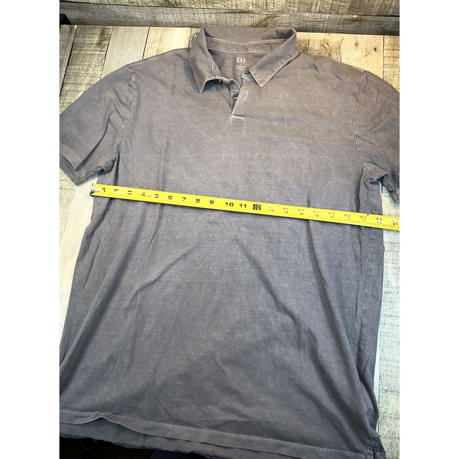 Gap GAP Polo Shirt Men Regular Short Sleeve Gray Medium Vintage Wash Size US M / EU 48-50 / 2 - 3 Thumbnail