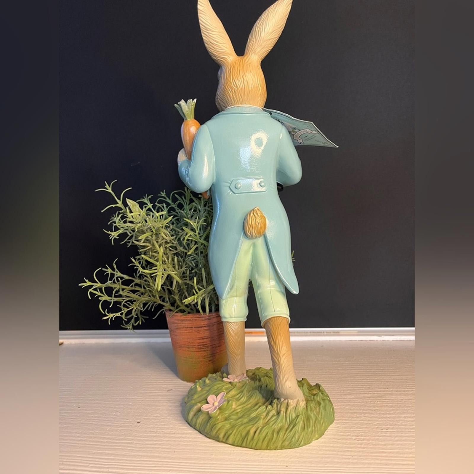 Designer Gentleman Easter Bunny Figurine with Carrot And Eggs 16” Size ONE SIZE - 4 Thumbnail
