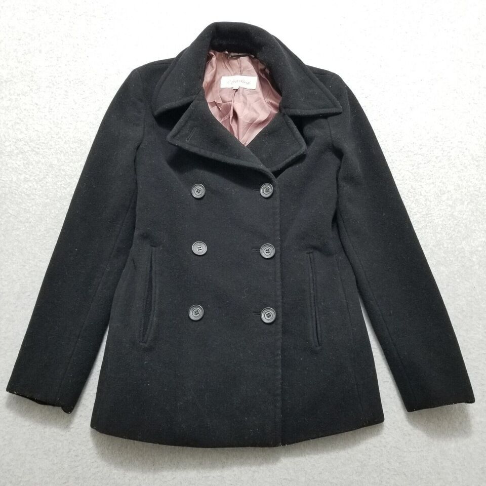 Calvin Klein Calvin Klein Coat Womens 2P Pockets Buttons Wool Jacket Size ONE SIZE - 1 Thumbnail